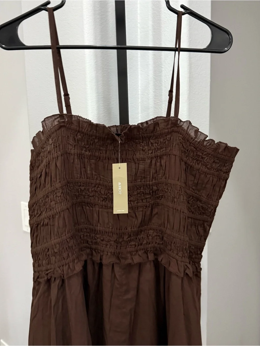 J Crew Smocked maxi dress in cotton voile CI259 Size 3X Brown NWT $148 Vacation
